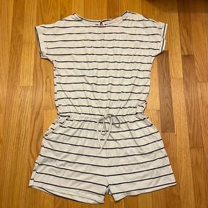 White w black stripe romper